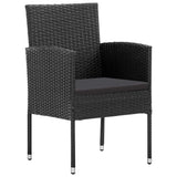 vidaXL 3-delige Tuinset poly rattan en staal zwart