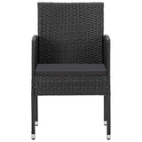 vidaXL 3-delige Tuinset poly rattan en staal zwart