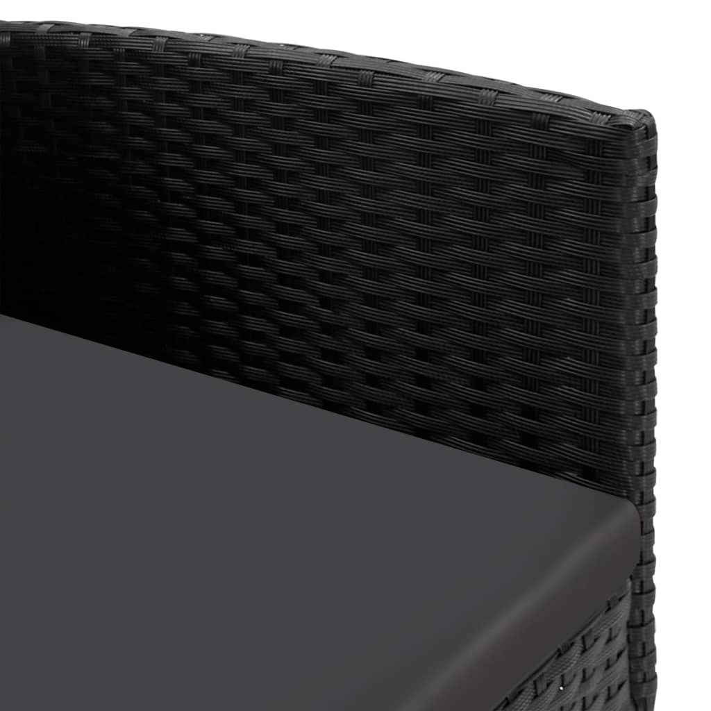 vidaXL 3-delige Tuinset poly rattan en staal zwart
