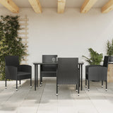 vidaXL 3-delige Tuinset poly rattan en staal zwart