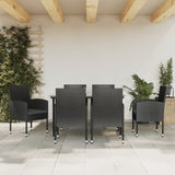 vidaXL 3-delige Tuinset poly rattan en staal zwart