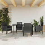 vidaXL 3-delige Tuinset poly rattan en staal zwart