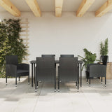 vidaXL 3-delige Tuinset poly rattan en staal zwart