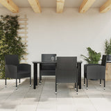 vidaXL 3-delige Tuinset poly rattan en staal zwart