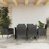 vidaXL 3-delige Tuinset poly rattan en staal zwart