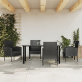 vidaXL 3-delige Tuinset poly rattan en staal zwart