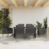 vidaXL 3-delige Tuinset poly rattan en staal zwart