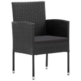 vidaXL 3-delige Tuinset poly rattan en staal zwart