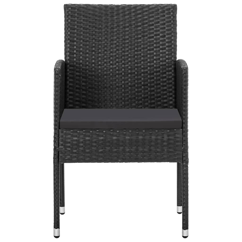 vidaXL 3-delige Tuinset poly rattan en staal zwart