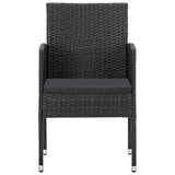 vidaXL 3-delige Tuinset poly rattan en staal zwart