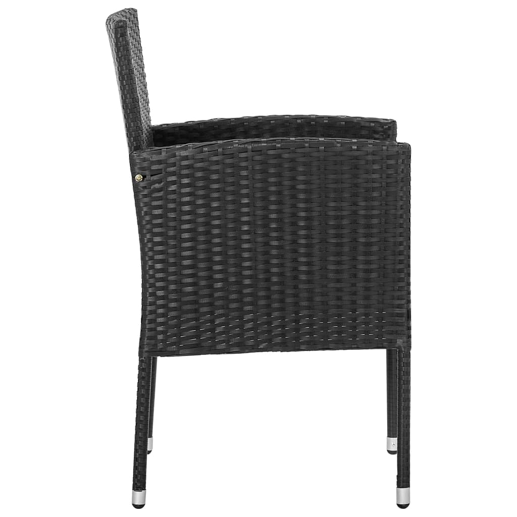 vidaXL 3-delige Tuinset poly rattan en staal zwart