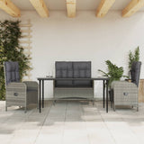 vidaXL 2-delige Tuinset met kussens poly rattan grijs