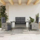 vidaXL 2-delige Tuinset met kussens poly rattan grijs