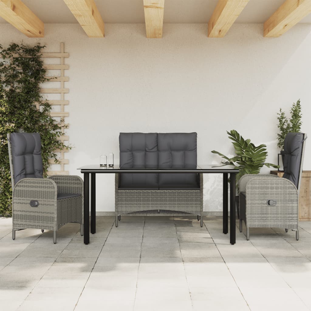 vidaXL 2-Piece Garden Lounge Set with Cushions Poly Rattan Grey
