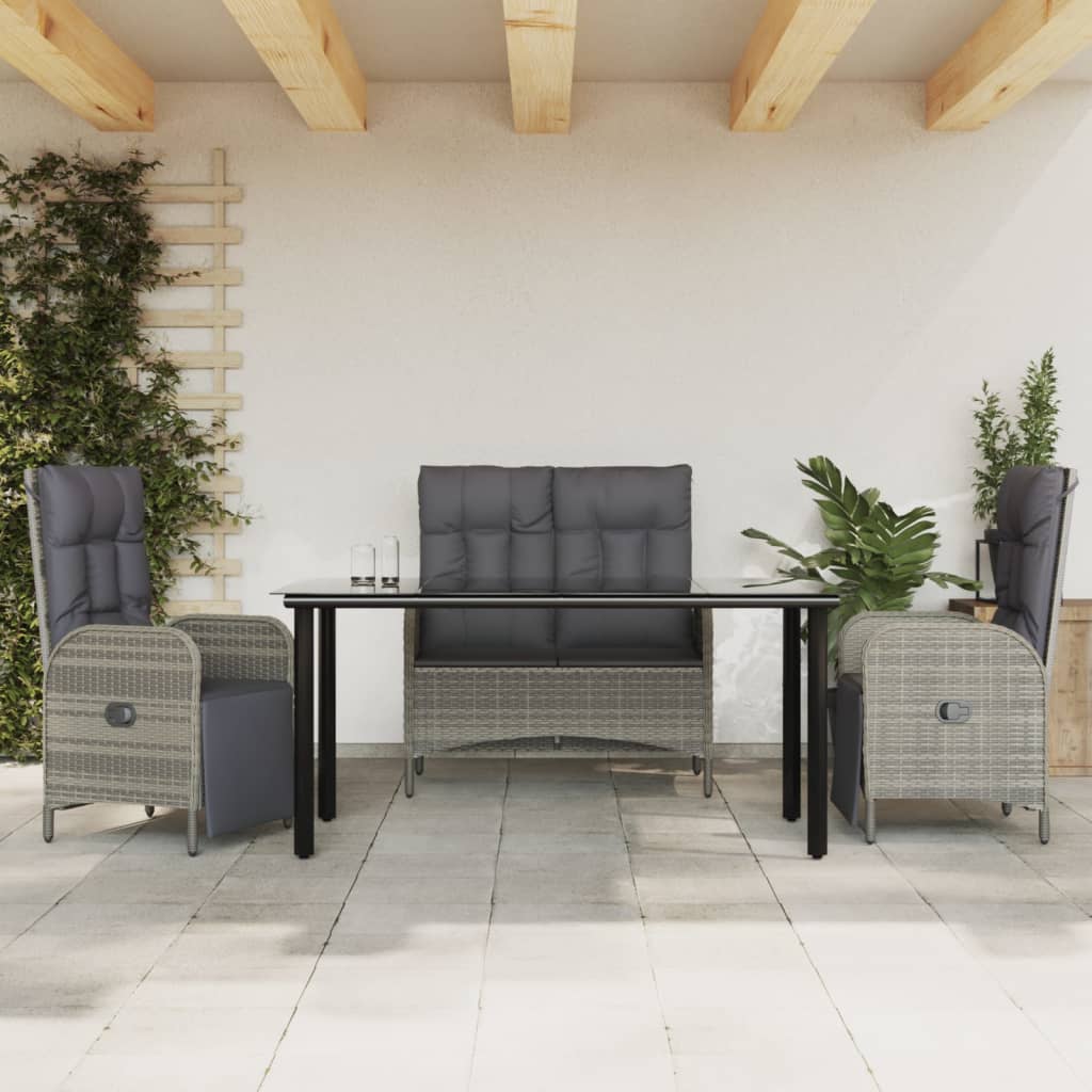 vidaXL 2-Piece Garden Lounge Set with Cushions Poly Rattan Grey