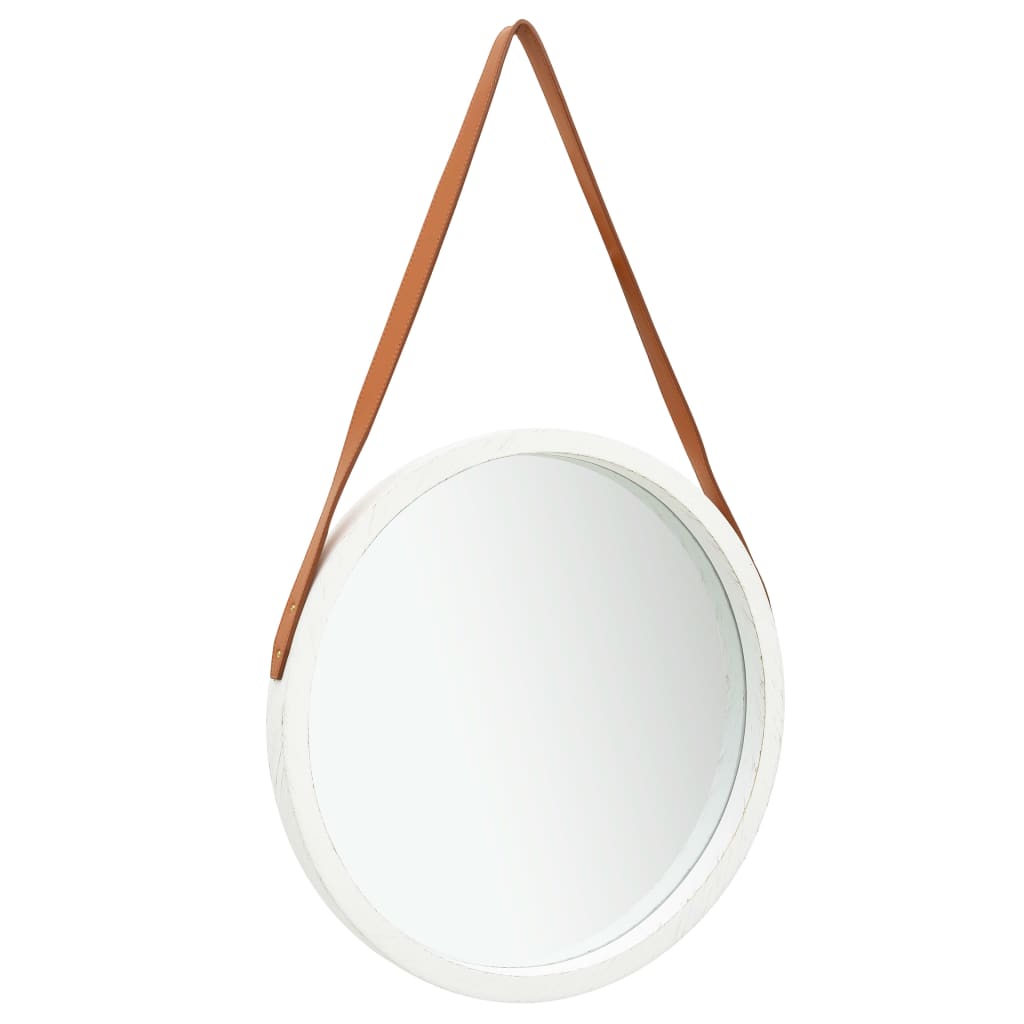 vidaXL Wall Mirror with Strap 40 cm White