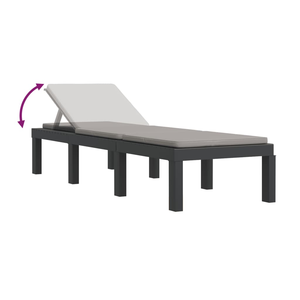 vidaXL 3-delige Loungeset met kussens PP antracietkleurig