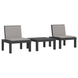 vidaXL 3-delige Loungeset met kussens PP antracietkleurig