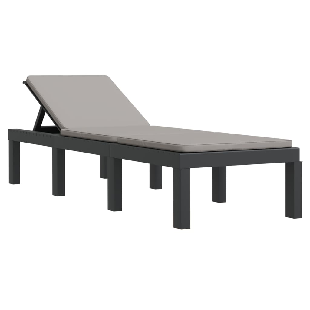 vidaXL 3-delige Loungeset met kussens PP antracietkleurig