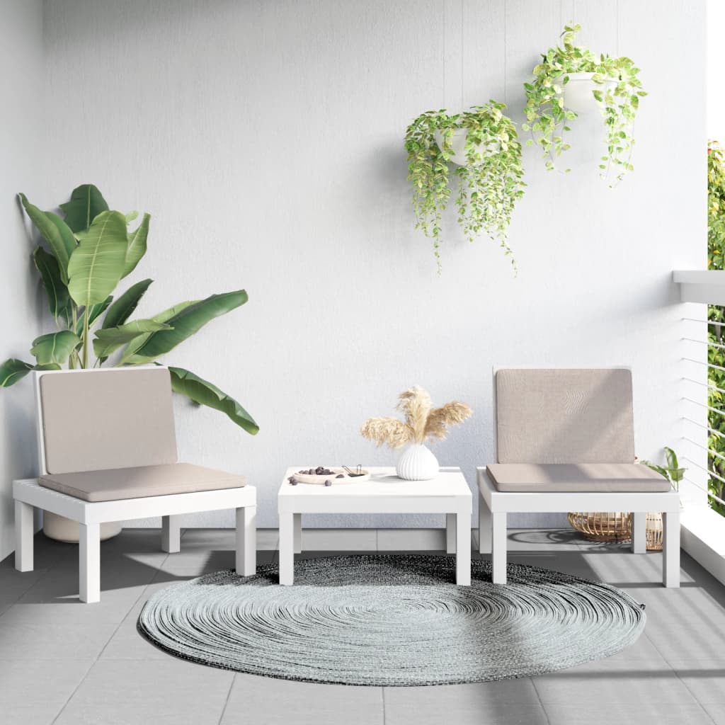vidaXL 3-delige Loungeset met kussens PP antracietkleurig