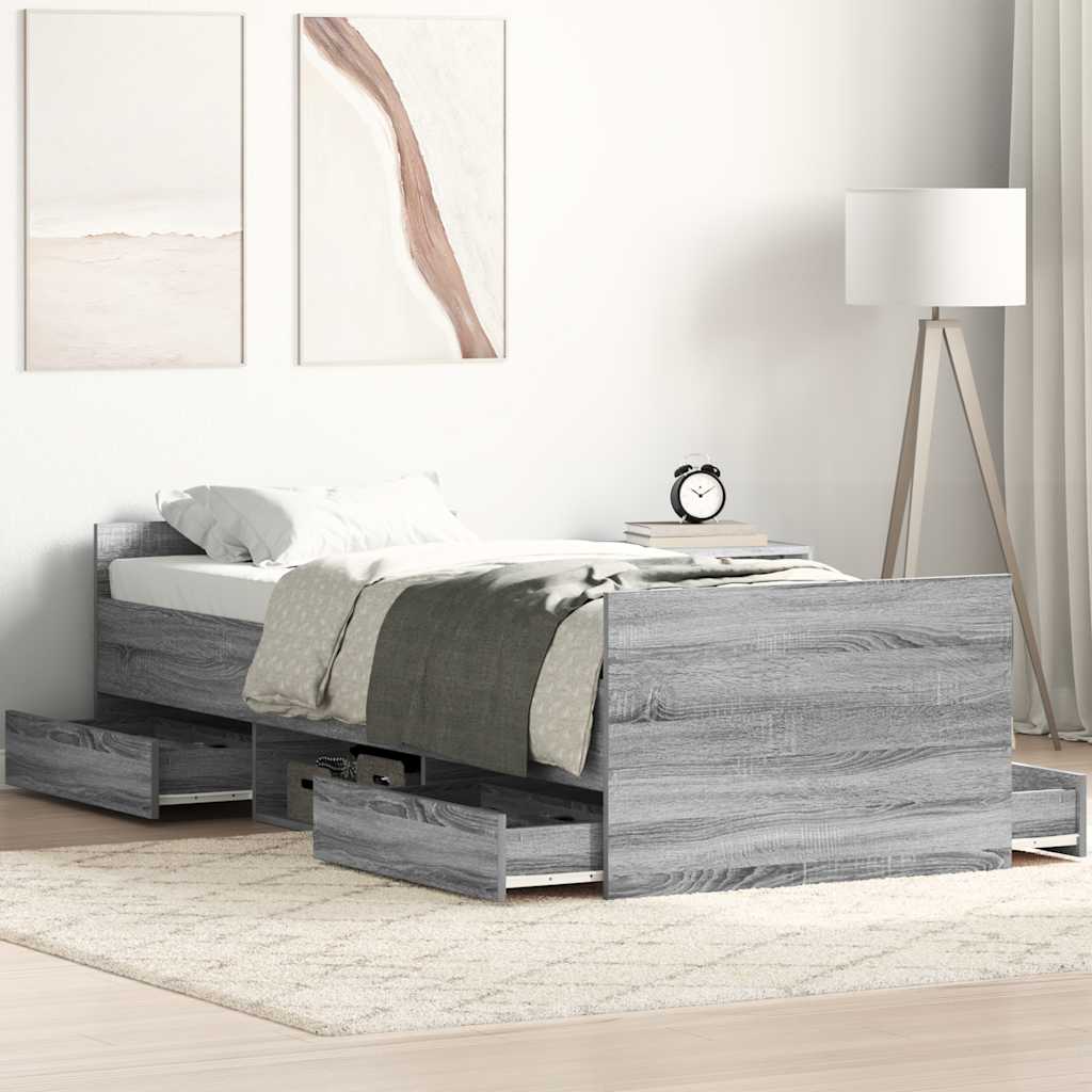 vidaXL Bedframe met hoofd- en voeteneinde wit 100x200 cm