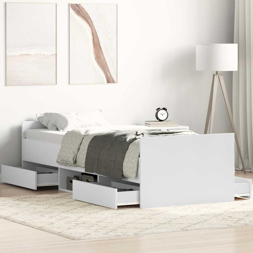 vidaXL Bedframe met hoofd- en voeteneinde wit 100x200 cm