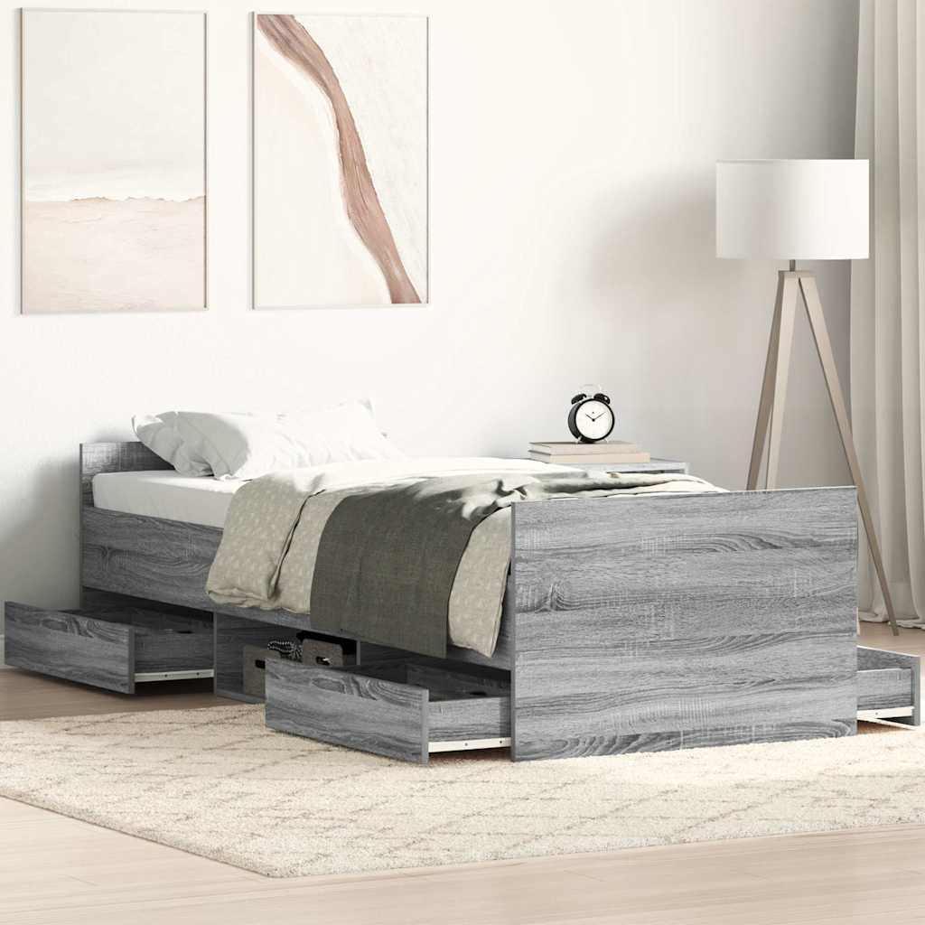 vidaXL Bedframe met hoofd- en voeteneinde wit 100x200 cm