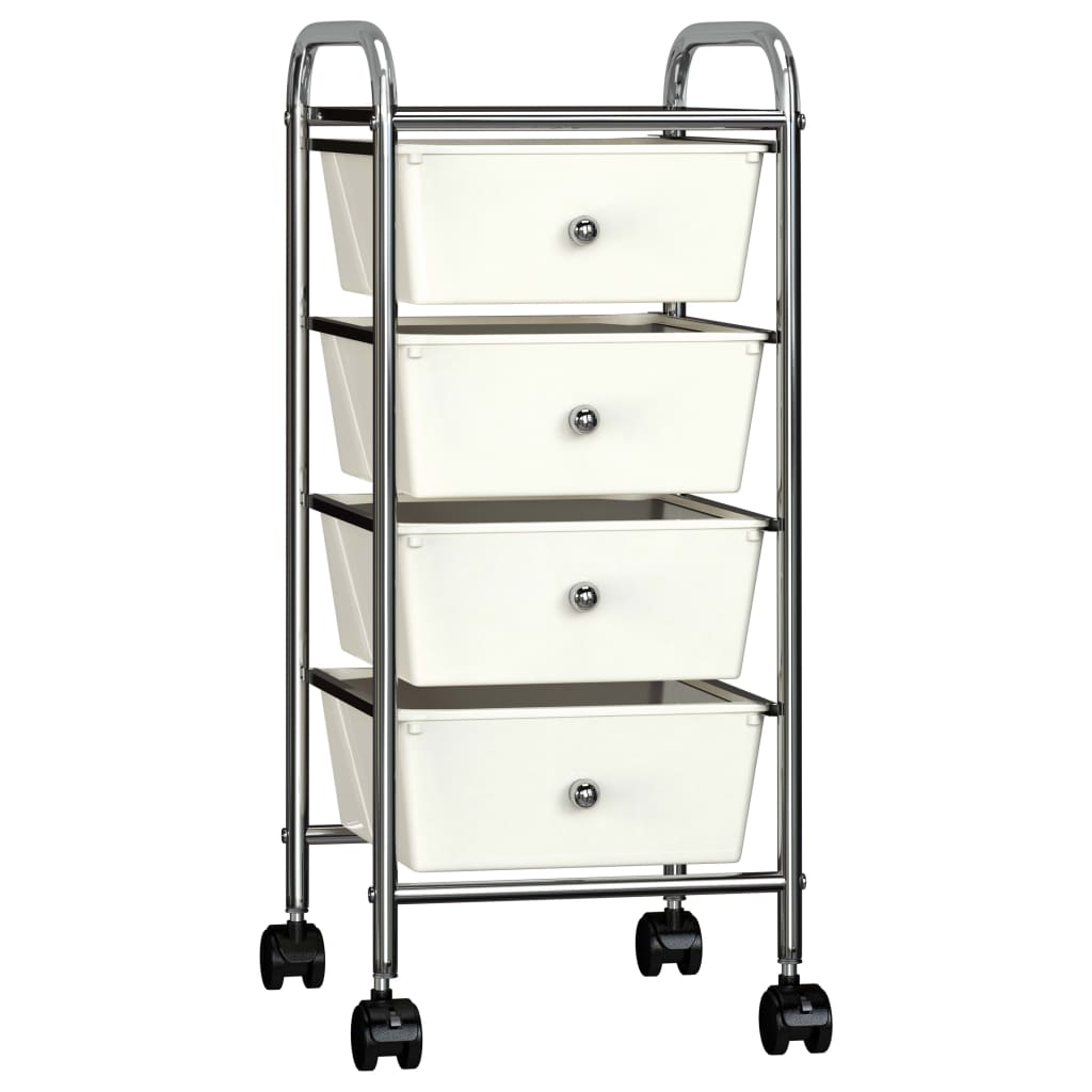 vidaXL Opbergtrolley met 4 lades mobiel kunststof zwart