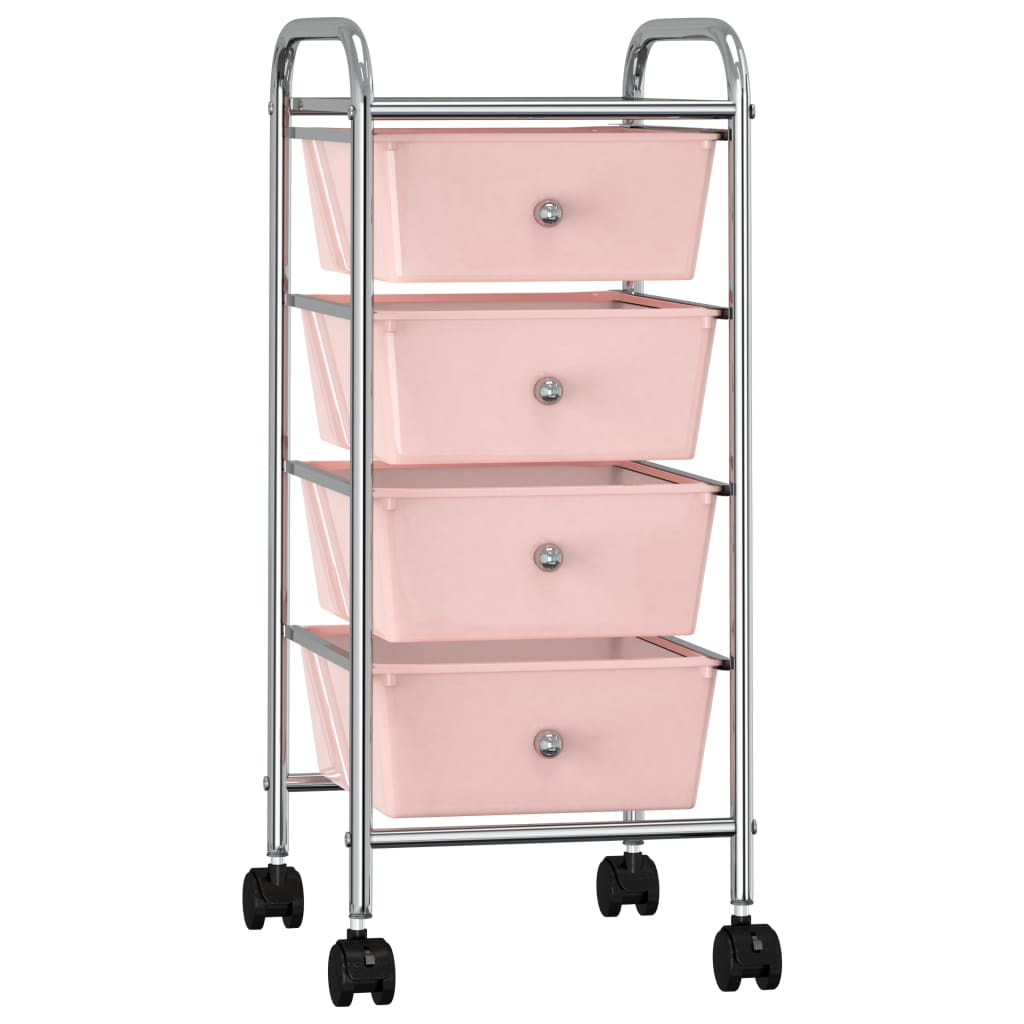 vidaXL Opbergtrolley met 4 lades mobiel kunststof zwart