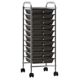 vidaXL Opbergtrolley met 4 lades mobiel kunststof zwart