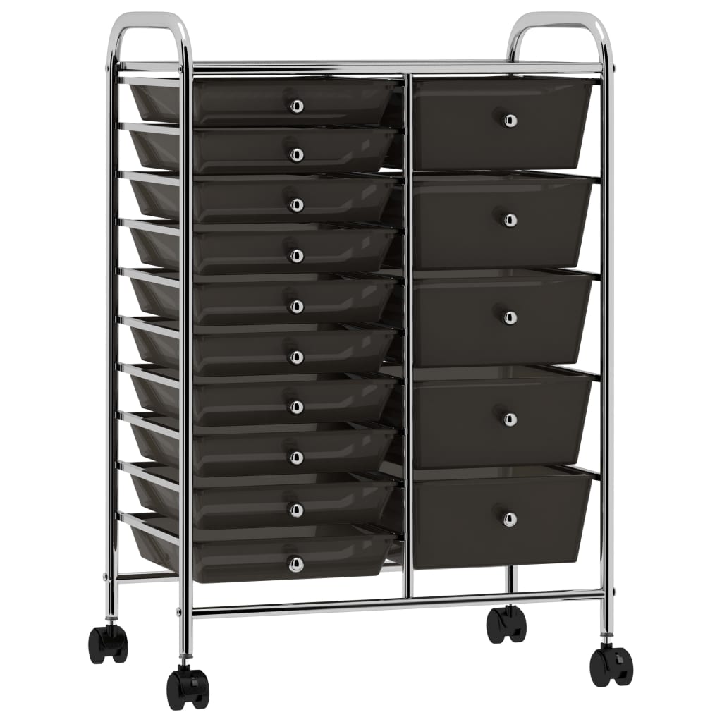 vidaXL Opbergtrolley met 4 lades mobiel kunststof zwart