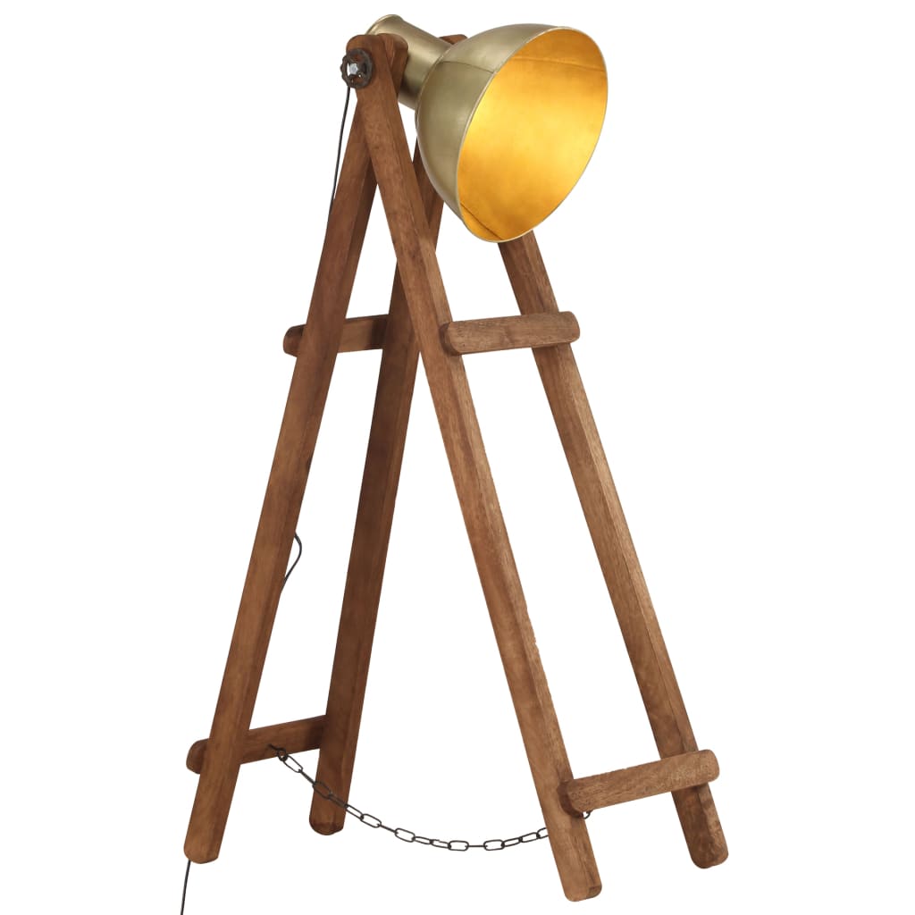 vidaXL Floor Lamp E27 Solid Mango Wood Silver-Colored