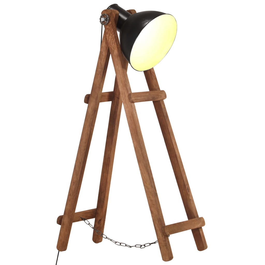 vidaXL Floor Lamp E27 Solid Mango Wood Silver-Colored
