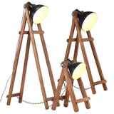 vidaXL Vloerlampen 3 st E27 massief mangohout zilverkleurig
