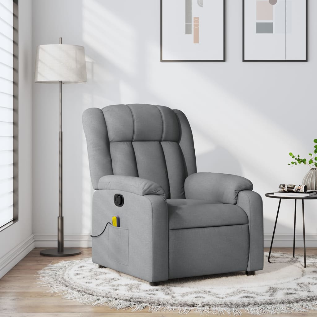 vidaXL Massagestoel met lichtgrijze stof