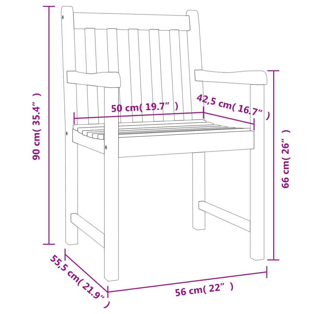 vidaXL 3-delige Tuinset massief acaciahout