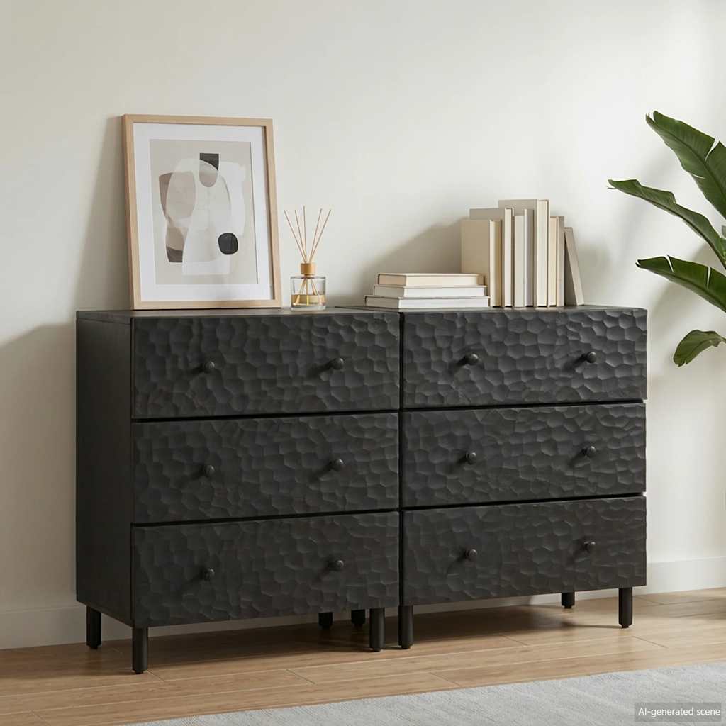 vidaXL Bijzetkasten 2 st 60x33x75 cm massief mangohout zwart