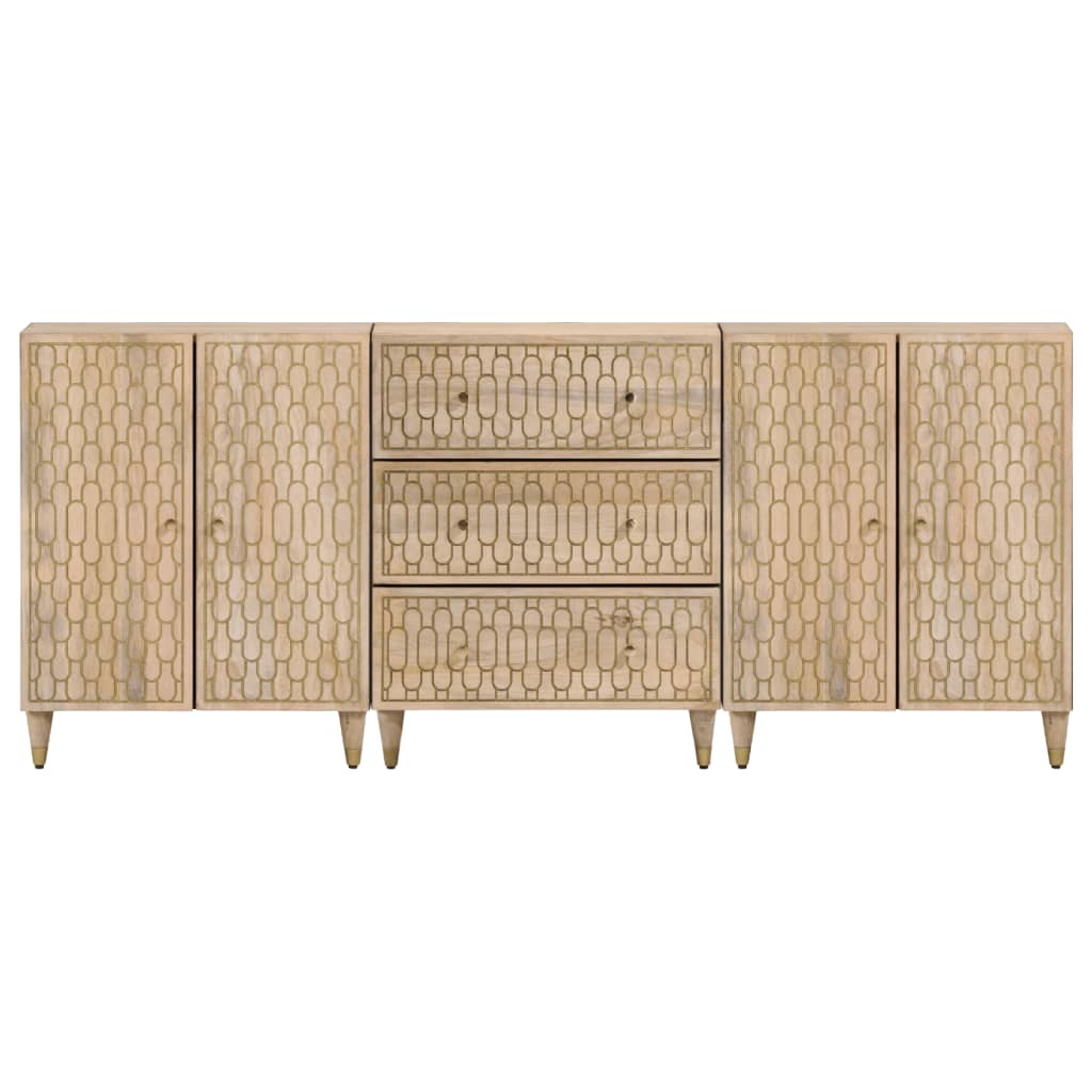 vidaXL Bijzetkasten 3 st 60x33x75 cm massief mangohout