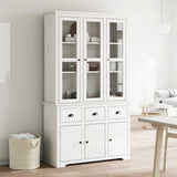 vidaXL Tall Cabinet BODO 115.5x43x200.5 cm Solid Pine Wood White