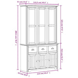 vidaXL Tall Cabinet BODO 115.5x43x200.5 cm Solid Pine Wood White