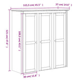vidaXL Tall Cabinet BODO 115.5x43x200.5 cm Solid Pine Wood White