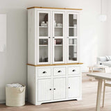 vidaXL Tall Cabinet BODO 115.5x43x200.5 cm Solid Pine Wood White