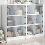 vidaXL Boekenkast met deuren 136x37x109 cm bewerkt hout wit