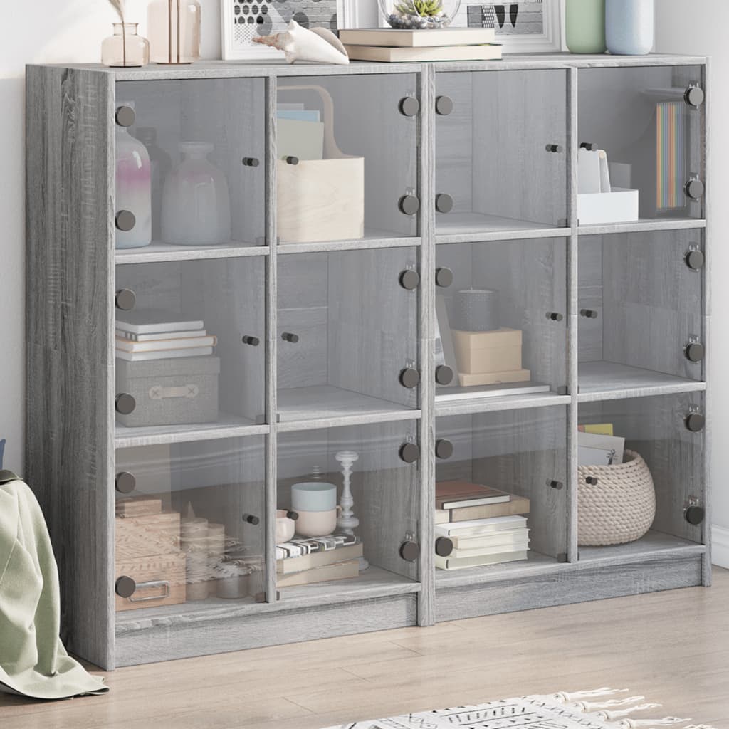 vidaXL Boekenkast met deuren 136x37x109 cm bewerkt hout wit