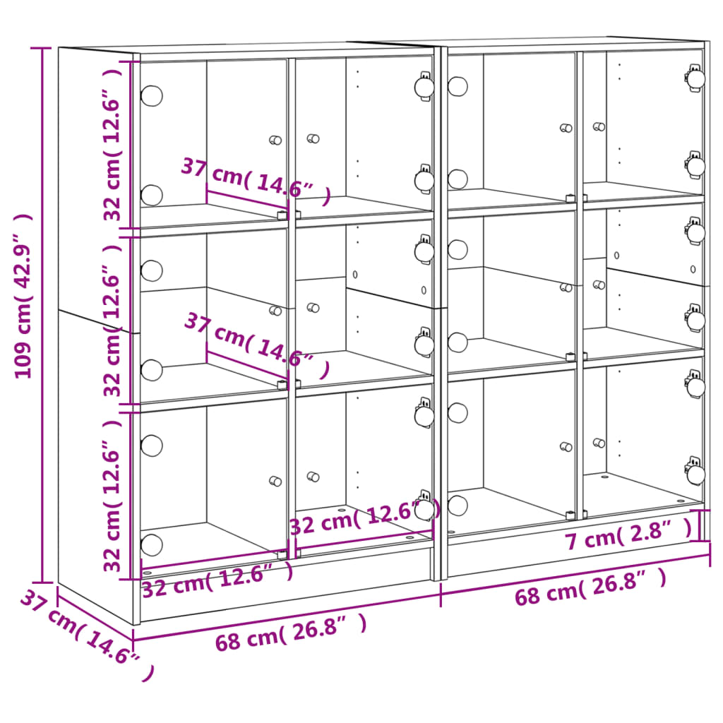 vidaXL Boekenkast met deuren 136x37x109 cm bewerkt hout wit
