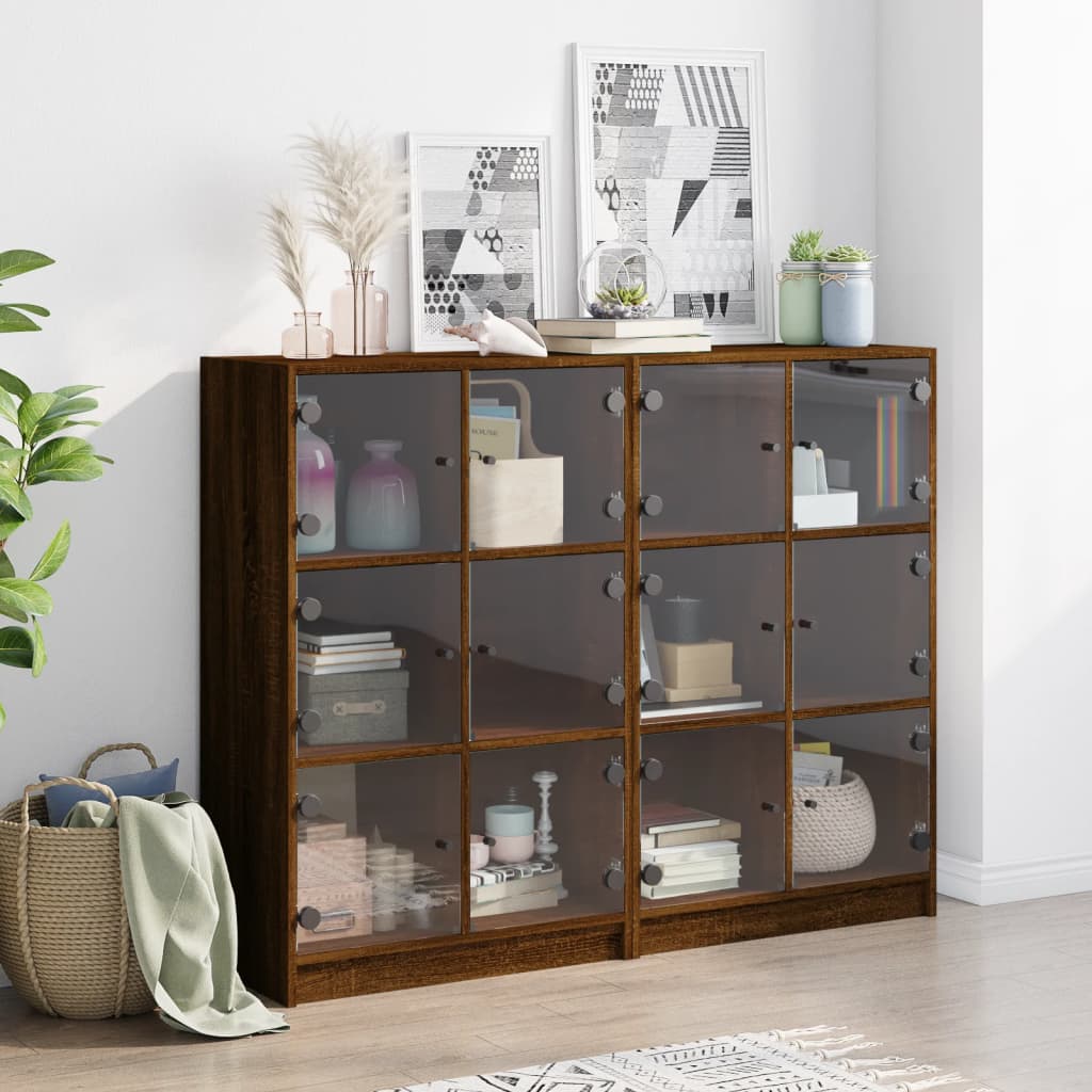vidaXL Boekenkast met deuren 136x37x109 cm bewerkt hout wit