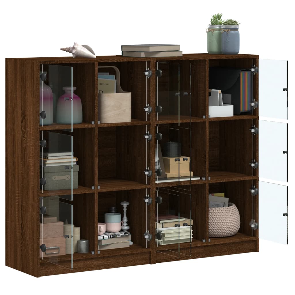 vidaXL Boekenkast met deuren 136x37x109 cm bewerkt hout wit