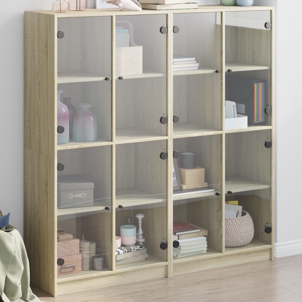 vidaXL Boekenkast met deuren 136x37x142 cm bewerkt hout wit