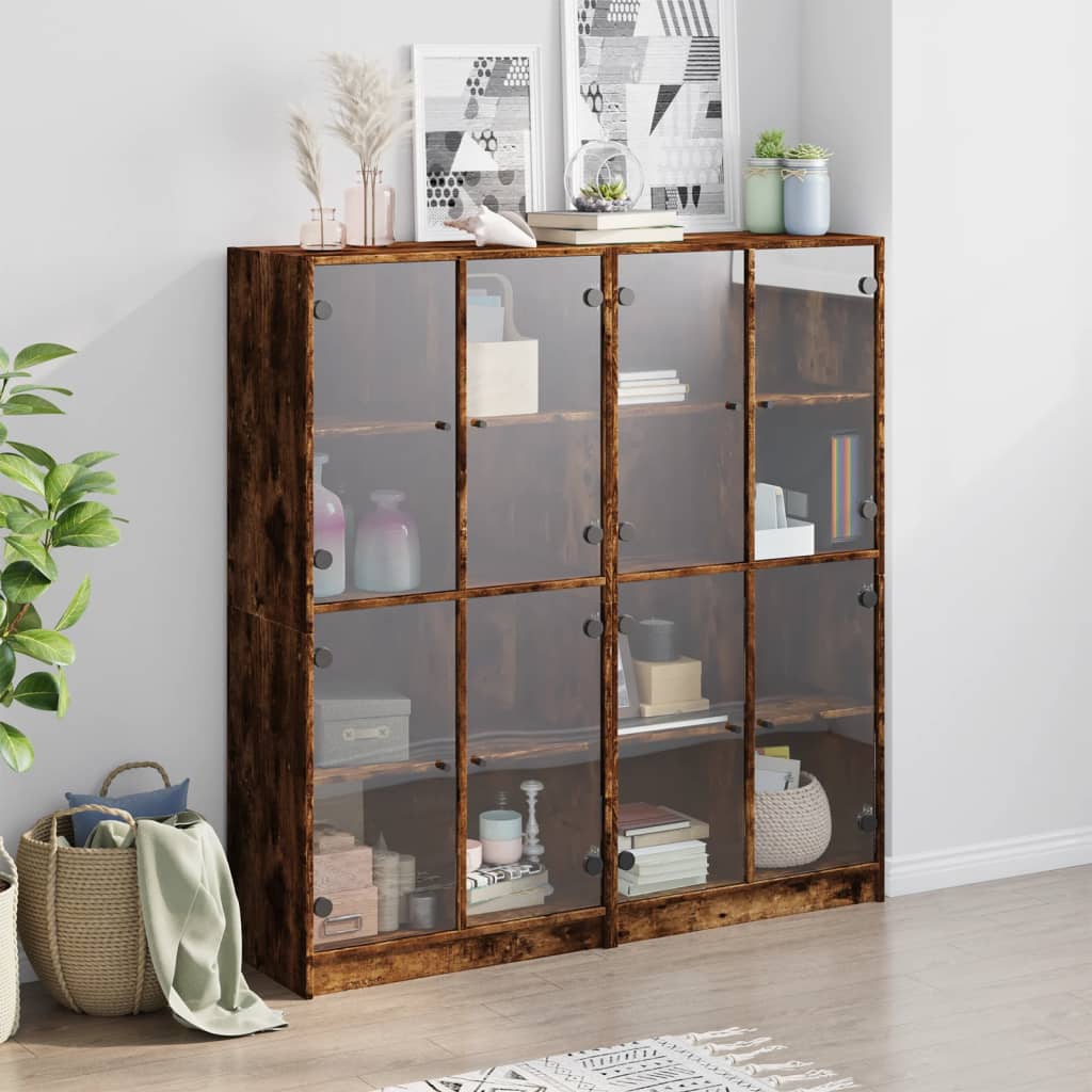 vidaXL Boekenkast met deuren 136x37x142 cm bewerkt hout wit