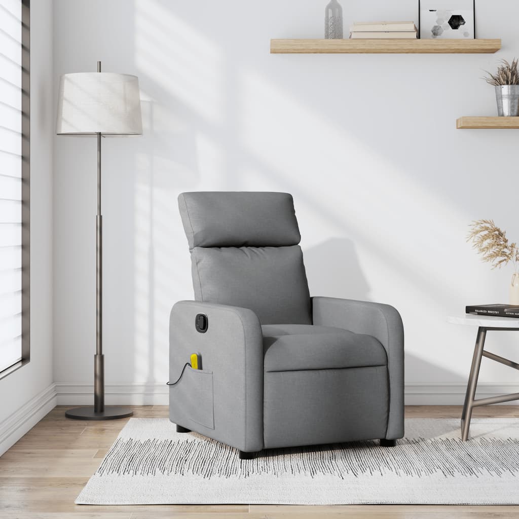 vidaXL Massagestoel Lichtgrijze Stof